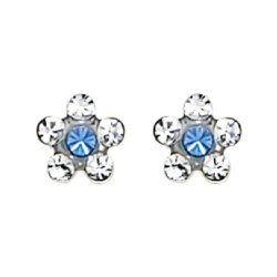 Inverness Clear/Light Blue Flower Earring #119