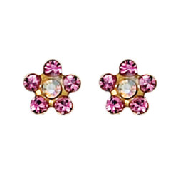 Inverness Crystal Rose October Earring 24KT GP #824